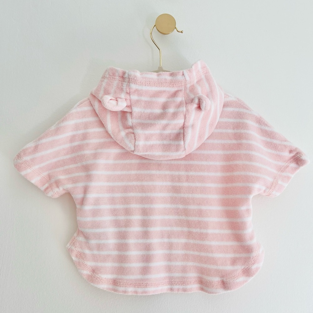 Baby GAP Pink and White Striped Hooded Terry Swim Cover Up, Size 0-3 Months - Picture 3 of 4